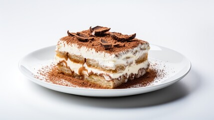 Canvas Print - Traditional Italian tiramisu dessert on the white