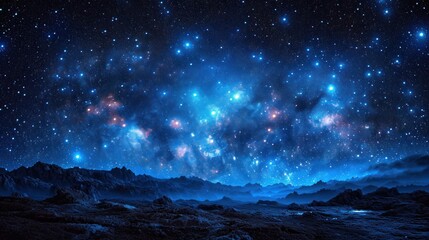 Wall Mural - a night sky filled with lots of stars and a bright blue sky filled with lots of stars and a bright b