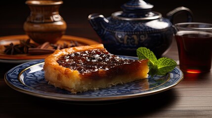 Canvas Print - Portuguese tart with tea