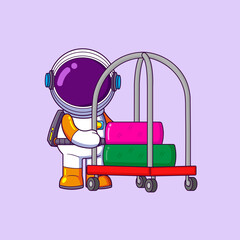 Wall Mural - Cute astronaut with luggage cart