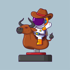 Wall Mural - Astronaut thrown riding bull game machine