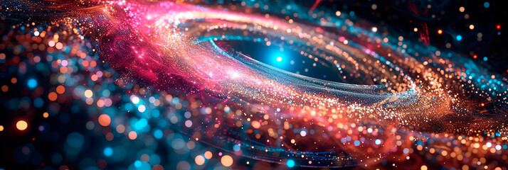 Wall Mural - Festive glitter abstract background of multi colored particles
