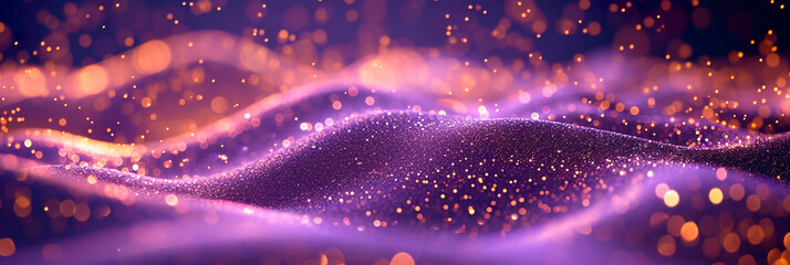 Wall Mural - Festive glitter wavy abstract background of sparkling particles