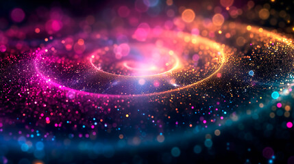 Wall Mural - Glitter abstract background of multi colored particles in the form of a spiral golden ratio