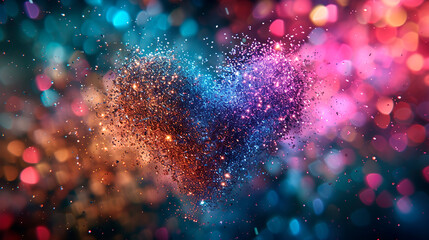 Wall Mural - Festive glitter abstract background of multi colored particles