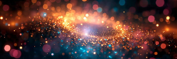 Wall Mural - Festive glitter abstract background of multi colored particles