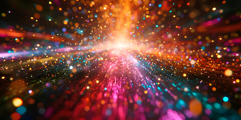 Wall Mural - Festive glitter abstract background of multi colored particles