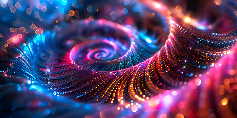 Wall Mural - Glitter abstract background of multi colored particles in the form of a spiral golden ratio