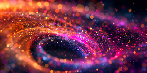 Wall Mural - Glitter abstract background of multi colored particles in the form of a spiral golden ratio