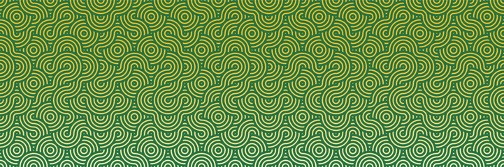 Wall Mural - Seamless Asian Green Pattern for Textile and Background Design. Geometric Shapes, Retro Swirls Background.