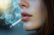 © Rattanapon - Woman smoking a cigarette, close up.