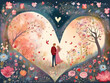 © හිමකැලුම් සෙනවිරත්න - Illustrate a heartwarming Valentine's Day moment in a magical setting