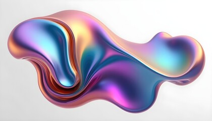 Wall Mural - fluid smooth abstract metallic holographic colored shape background