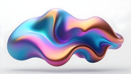 Wall Mural - fluid smooth abstract metallic holographic colored shape background
