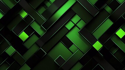 Sticker - Black and light green background, Geometric pattern. generative ai