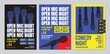 © whoopwhoops - set of Open Mic Night posters, modern and elegant design, indie, live performance comedy show, stand up comedy poster