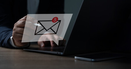 Wall Mural - new email notification for business message online mailing contacts phone global letters concept