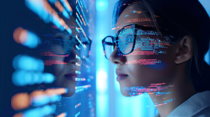 a woman work with coding progammer