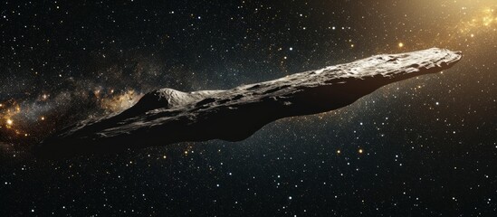 Poster - Rendered 3D image of Oumuamua, an interstellar object near Mercury's orbit.