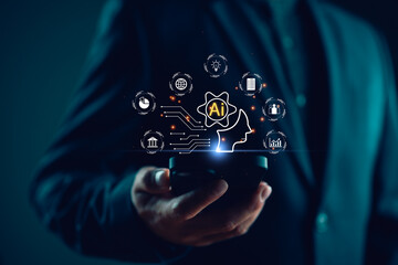 Wall Mural - ai business, artificial intelligence technology, and daily life, world technology concept, businessm
