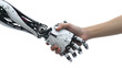 © ImageFusion - Connection between artificial intelligence and human intelligence with shake hand . AI Generative