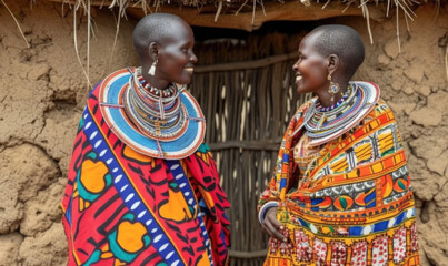 Sticker - Group of maasai women singing in Ngorongoro crater,Tanzania