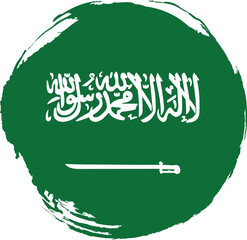 Wall Mural - Saudi Arabia flag painted with circle brush on white background