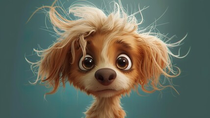 Poster - an AI-generated image of a cute dog who is disheveled and has big eyes