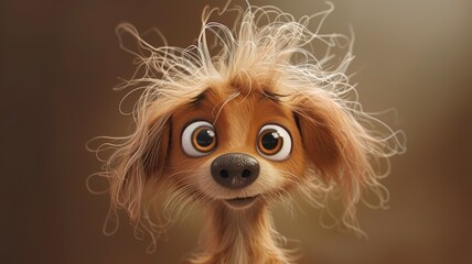 Poster - an AI-generated image of a cute dog who is disheveled and has big eyes