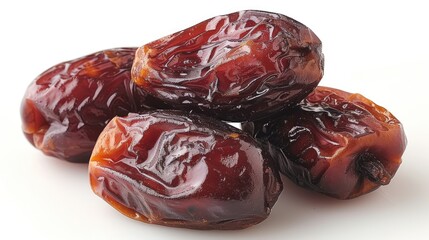 Wall Mural - Photo of four dried dates on a white background