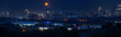 Panorama of Moscow new-built skyscrapers on a fullmoon night