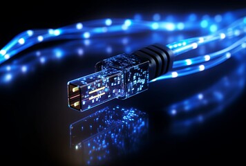 glowing cable data technology background