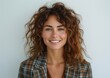 © hakule - businesswoman, happy smiling female, wearing suit, light clean background