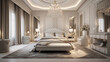Luxury master bedroom. White tone. Generative AI
