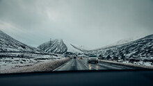 driving in winter in the mountains
