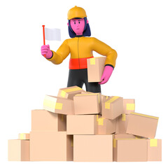 Wall Mural - Girl Overload Delivery Package Shipment