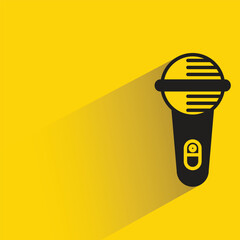 Sticker - microphone icon with shadow on yellow background