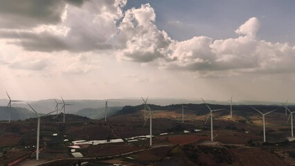 Wall Mural - eco energy energy concept windmill on the hill with sunset