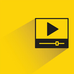 Poster - video player icon with shadow on yellow background