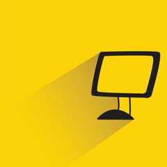 Canvas Print - doodle desktop computer icon with shadow on yellow background