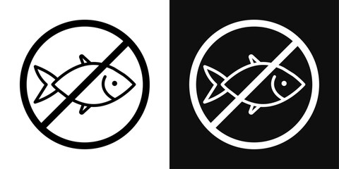 No Fish Icon Set. Vector Illustration