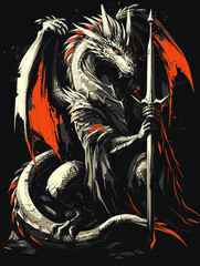 Wall Mural - Dragon knight, with Few Color for Tshirst Design