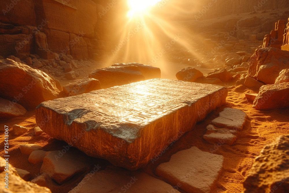 Stock-Illustration „The Ten Commandments: Etched in divine light, the ...