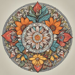 Ornamental round floral mandala.
