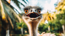 Close-up Of An Emu In Natural Habitat Looking Amused