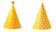 set of yellow party hats on a transparent background