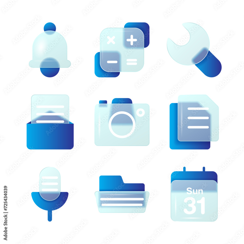 Modern User Interface Glassmorphism Icon Style Stock Vector | Adobe Stock