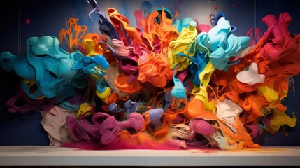 Wall Mural - vibrant abstract art installation: a burst of color and creativity