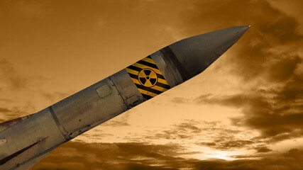 Wall Mural - Nuclear missiles against the sky. The concept of the threat of nuclear war. 3d illustration