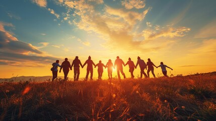 unity and success group training happiness and teamwork concept